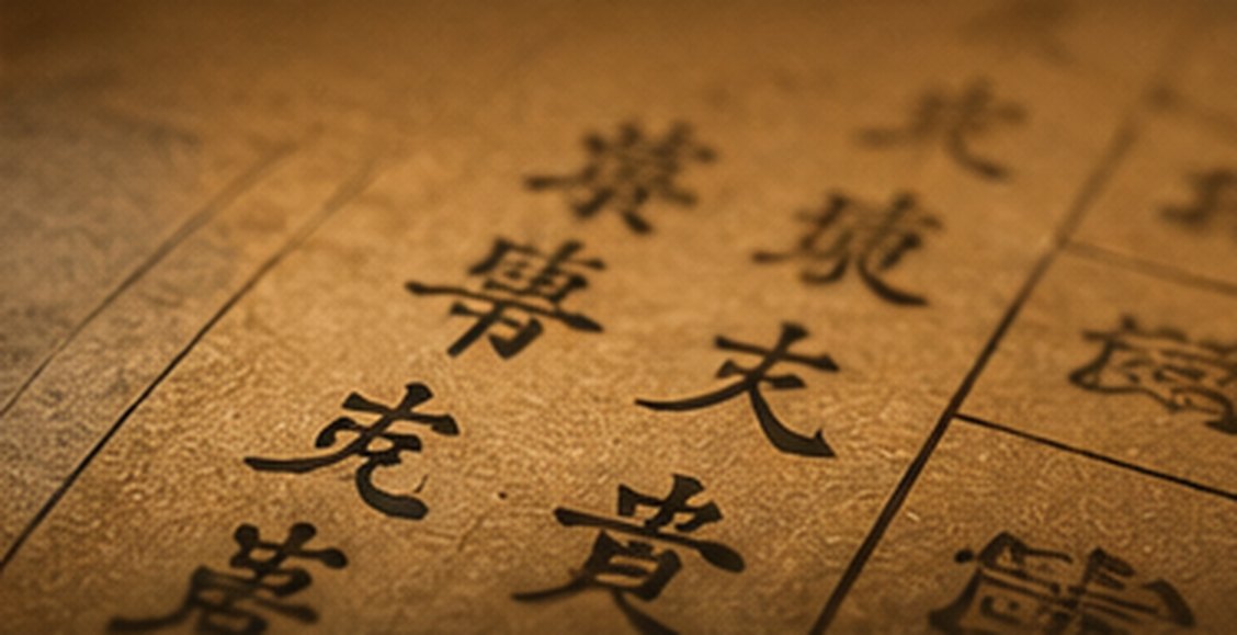 Chinese characters inscribed on aged bamboo slips